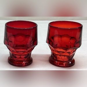2 Viking Glass Ruby Red Georgian Flat Juice Tumblers 6 Oz